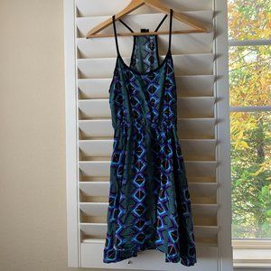 Halter Diamond Tribal Multi-Color Dress